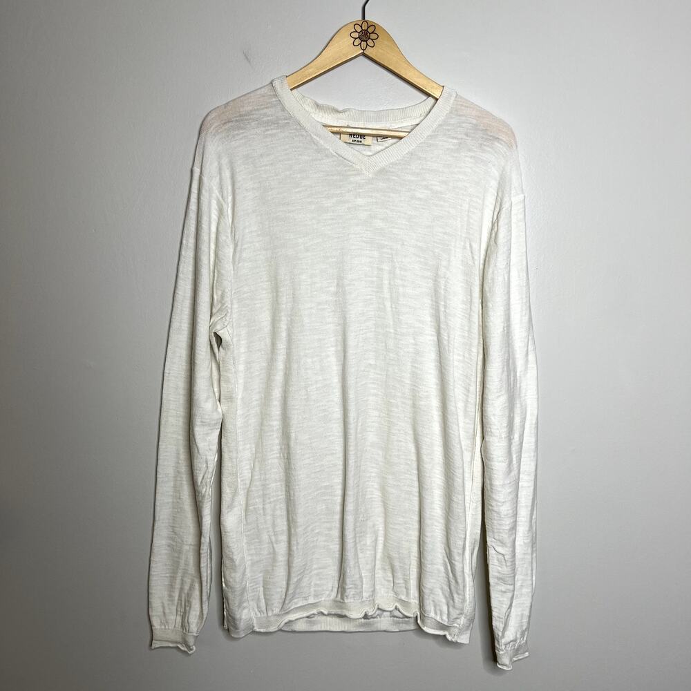 Hedge White V Neck Sweater